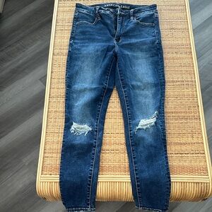 American Eagle Outfitters Blue Distressed Skinny Jeans